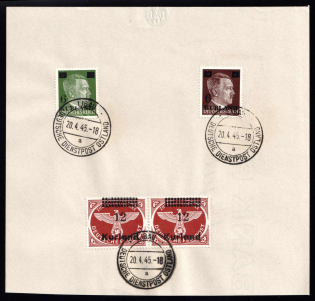 1945 Kurland, German Occupation, Postmark Liepaja (Mi. 1, 2, 4 A)