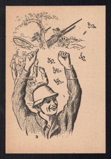 1945 'Invasion', Amsterdam, WWII Netherlands, Dutch Patriotic Propaganda, Caricature, Postcard, Mint