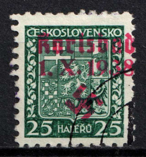 1938 25h Occupation of Karlsbad, Sudetenland, Germany (Mi. 4, Signed, Canceled, CV $230)