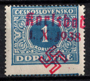 1938 1k Occupation of Karlsbad, Sudetenland, Germany (Mi. 37, CV $70)
