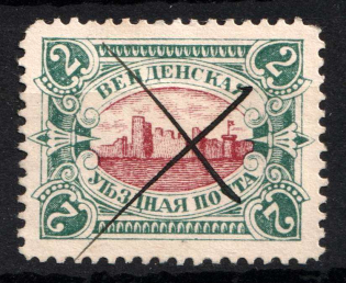 1901 2k Wenden, Livonia, Russian Empire, Russia (Kr. 14, Sc. L12, Type II, Red Center, Pen Cancel, CV $40)