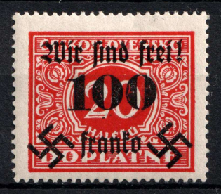 1938 100h on 20h Occupation of Rumburg, Sudetenland, Germany (Mi. 38, Signed, CV $70)