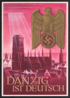 1939 Return of Danzig to the Reich 'Danzig is German', Swastika, Third Reich, Germany, Postcard, Mint