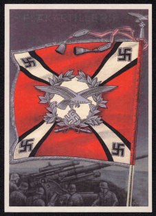 WWII 'The Victorious Flags and Standards of the German Wehrmacht', Third Reich, Germany, Postcard, Mint