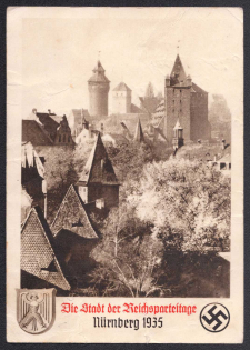 1935 (11 Sept) 'The City of the Nazi Party Rallies Nuremberg', Swastika, Third Reich, Germany, Postcard from Nuremberg to Bad Homburg