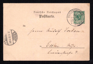 1889 German Empire, Germany, Postcard from Waltershausen to Essen (Mi. 46)