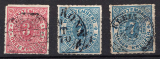 1869 Wurttemberg, Germany (Mi. 38 - 39, Canceled, CV $140)