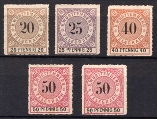 1875-80 Wurttemberg, Germany, Telegraph Stamps
