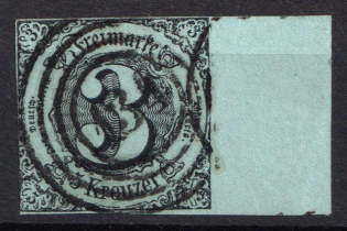 1853 3k Thurn und Taxis, Germany (Margin, Canceled)