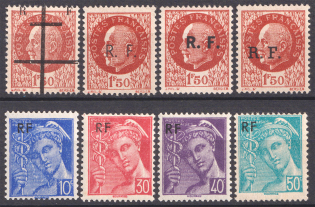 1944 France Liberation Local Overprints 'RF' (MNH)