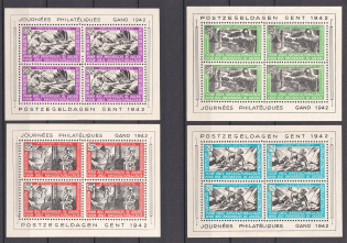 1942 Reich Belgian Legion (Perf, Full Set, Blocks of four, MNH/MH)