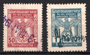 Duty Stamps, Revenue Stamps, General Government, Germany (Canceled)