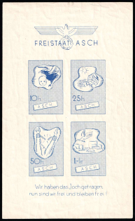 1938 Asch, Sudetenland, Germany, Souvenir Sheet