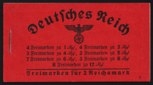 1937-39 Complete Booklet with stamps of Third Reich, Germany, Excellent Condition (Mi. MH 37.3, CV $460)