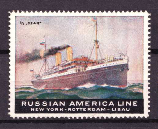 New York-Rotterdam-Libau, Russian America Line, Ship, Fleet, Navy, Cinderella, Non-Postal Stamp
