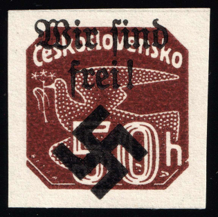 1939 50h Moravia-Ostrava, Bohemia and Moravia, Germany Local Issue (Mi. 39, Type I, Signed, CV $70, MNH)