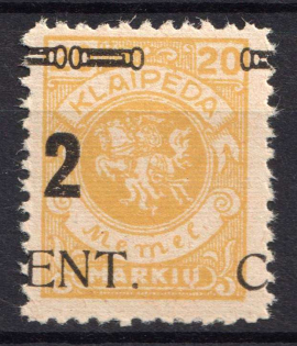 1923 2c on 20m Memel (Klaipeda), Germany (Mi. 184, SHIFTED Overprint, Certificate, CV $130+, MNH)