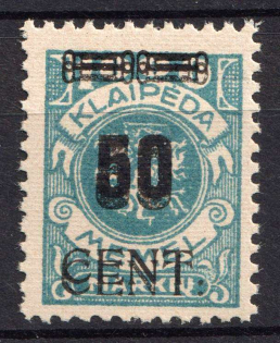 1923 50c on 1000m Memel (Klaipeda), Germany (Mi. 191 DD II, DOUBLE Overprint, CV $50)