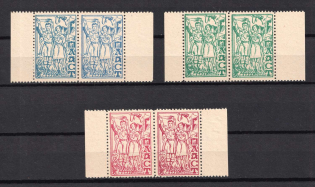 1938 Paris, Plast National Scout Organization, Ukraine, Underground Post, Pairs (Margins, Full Set, MNH)