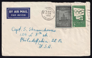 1956 20gr Chelm UDK, German Occupation of Ukraine, Germany, Melbourne, Australia - Captain Sviatoslav Shramchenko, Philadelphia, United States, Cover, Airmail