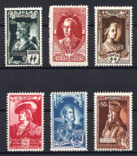 1943 Belgian Flemish Legion, Germany (Mi. IX - XIV, Full Set, CV $330, MNH)