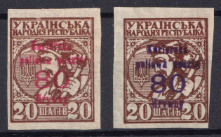 80hrn Courier Post, Military Post, Fieldpost, Ukraine (Red, Violet Overprints, Signed)