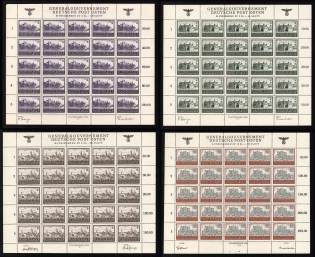 1943-44 General Government, Germany, Full Sheets (Mi. 113 - 116, Sheet Inscriptions, Full Set, MNH)