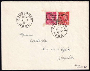 1940 Dunkirk, German Occupation of France, Germany, Cover to Ghyvelde (Type I, Signed, CV $1,300)