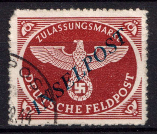1944 Reich Military Mail Fieldpost Feldpost `INSELPOST`, Germany (Mi. 10 B b I, Signed, Canceled, CV $100)