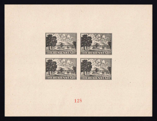 1944 Theresienstadt Ghetto, Bohemia and Moravia, Germany, Souvenir Sheet (Mi. RK 1 Reprint, Signed)