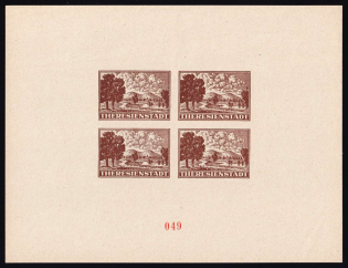 1944 Theresienstadt Ghetto, Bohemia and Moravia, Germany, Souvenir Sheet (Mi. RK 2 Reprint, Signed)