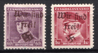 1938 Occupation of Reichenberg, Sudetenland, Germany (Mi. 23, 24, Signed, CV $70)