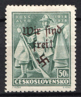 1938 50h Occupation of Reichenberg, Sudetenland, Germany (Mi. 133, Signed, CV $200)