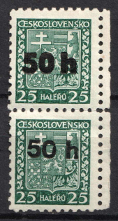 1938 50h Occupation of Asch, Sudetenland, Germany, Pair (Mi. 1 I a, 1 II a, Thin and Thick Overprint, Signed, CV $520)