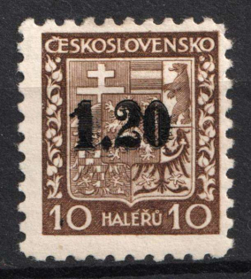 1938 1.20h on 10h Occupation of Asch, Sudetenland, Germany (Mi. 2 DD, DOUBLE Overprint, Signed, CV $520)