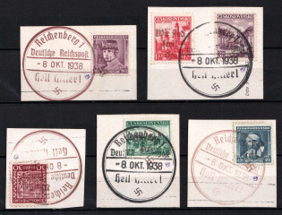 1938 Occupation of Reichenberg, Sudetenland, Local Issue, Germany (Type II, Signed, Canceled)