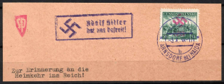 1938 Occupation of Arnsdorf, Sudetenland, Local Issue, Germany, Fragment of a letter
