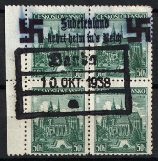1938 50h Occupation of Dauba, Sudetenland, Local Issue, Germany (Canceled)