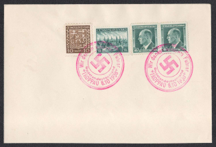 1938 (Oct 8) Letter with Czech postage and cancellation of the day of the liberation of TROPPAU, special red stamp, Occupation of Sudetenland, Germany