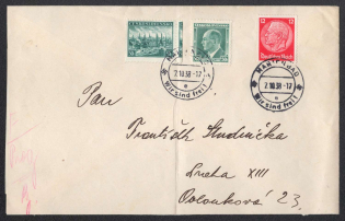 1938 (Oct 7) Letter posted to MARIENBAD. Occupation of Sudetenland, Germany