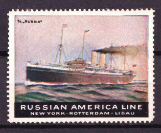 New York-Rotterdam-Libau, Russian America Line, Ship, Fleet, Navy, Cinderella, Non-Postal Stamp