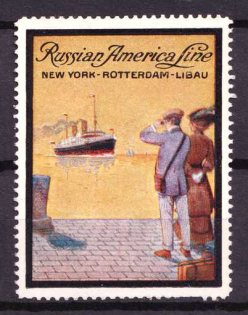New York-Rotterdam-Libau, Russian America Line, Ship, Fleet, Navy, Cinderella, Non-Postal Stamp