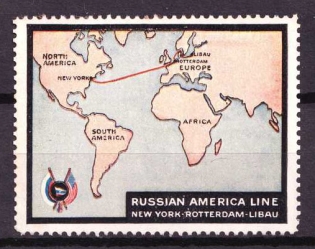 New York-Rotterdam-Libau, Russian America Line, Ship, Fleet, Navy, Cinderella, Non-Postal Stamp