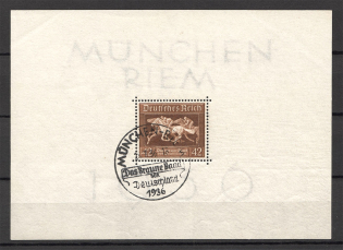 1936 Germany Third Reich Block Sheet №4 (Special Cancellation Munich, CV $20)