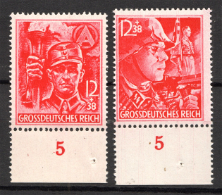 1945 Germany Reich Last Issue (Control Numbers `5`, Full Set, CV $100, MNH)