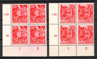 1945 Reich Last Issue Corner Blocks (Control Numbers, Full Set, CV $400, MNH)
