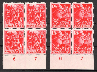 1945 Reich Last Issue Blocks (Control Numbers `6` `7`, Full Set, CV $400, MNH)