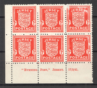 1941-42 Germany Occupation of Jersey Block 1 D (Control Text, CV $70)