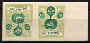 1919 20pi ROPiT 'Wild Levant' Offices in Levant, Russia, Pair, Tete-beche (Margin)