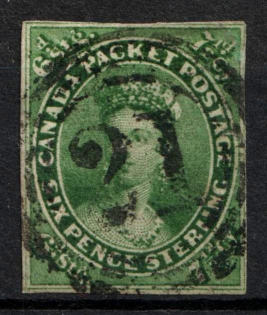 1852-57 6p British Canada, Canada (SG 12, Canceled, CV $3,300)